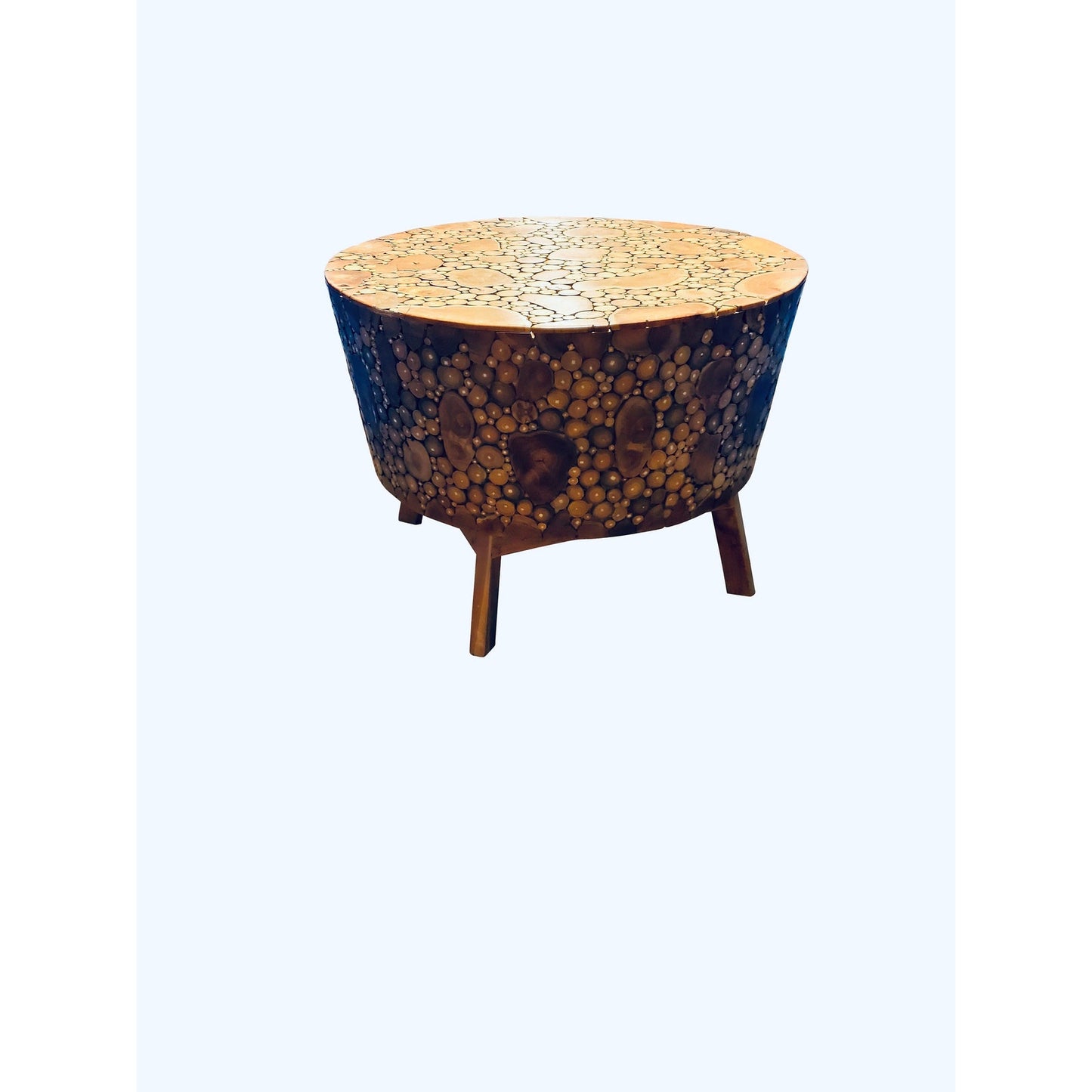 Teakwood Wood Chip Driftwood Inlay Coffee Table Center Table